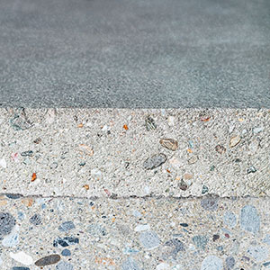 Building material sample concrete, hardened concrete/terrazzo finished with Isopowder®